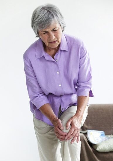 Knee pain due to osteoarthritis.